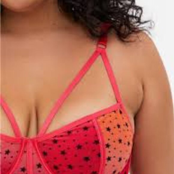 Torrid Raspberry Pink Ombre Star Mesh Bralette sz 1 - Picture 9 of 10